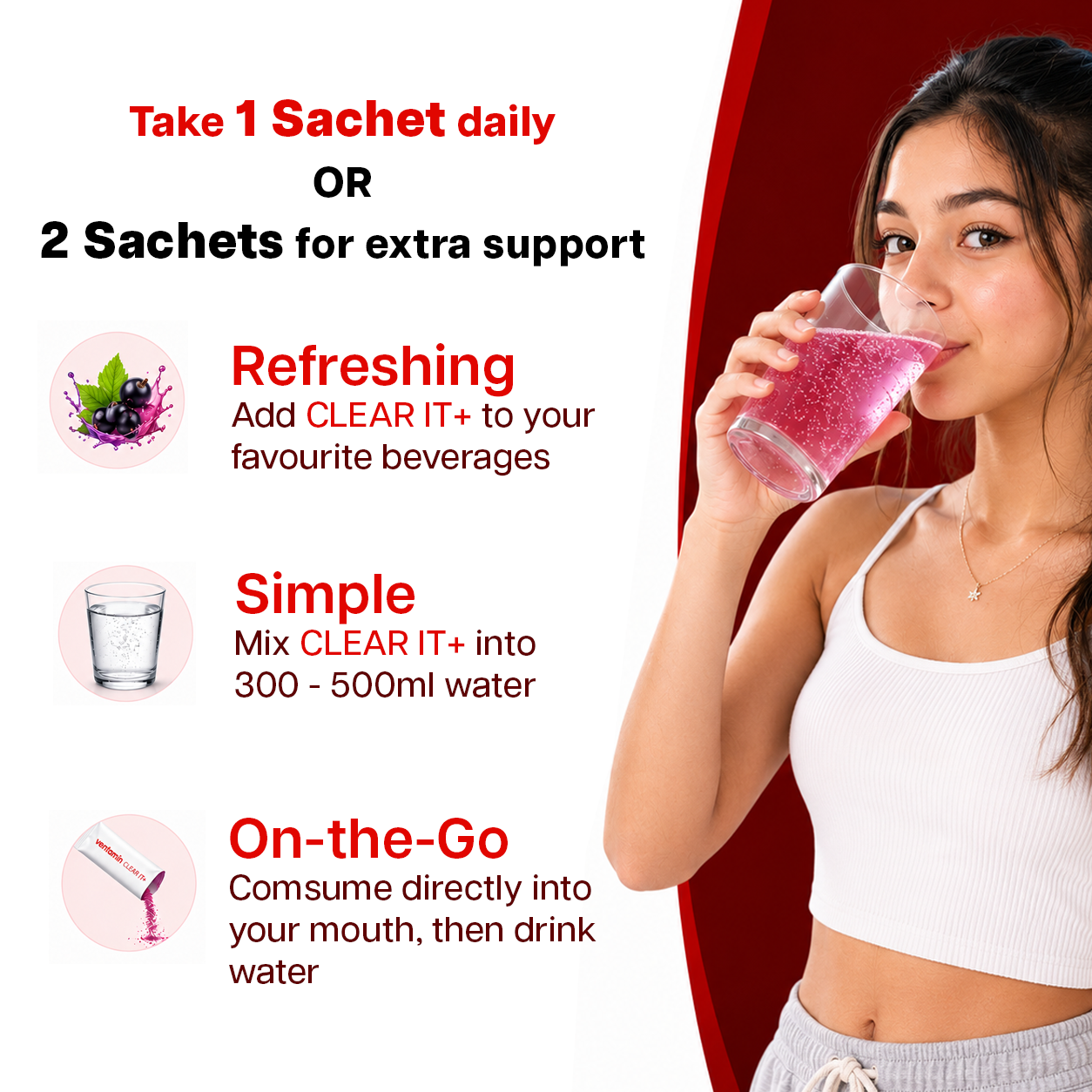 Ventamin Clear It+: Doctor-Formulated Drink Mix for Acne & Breakout Control