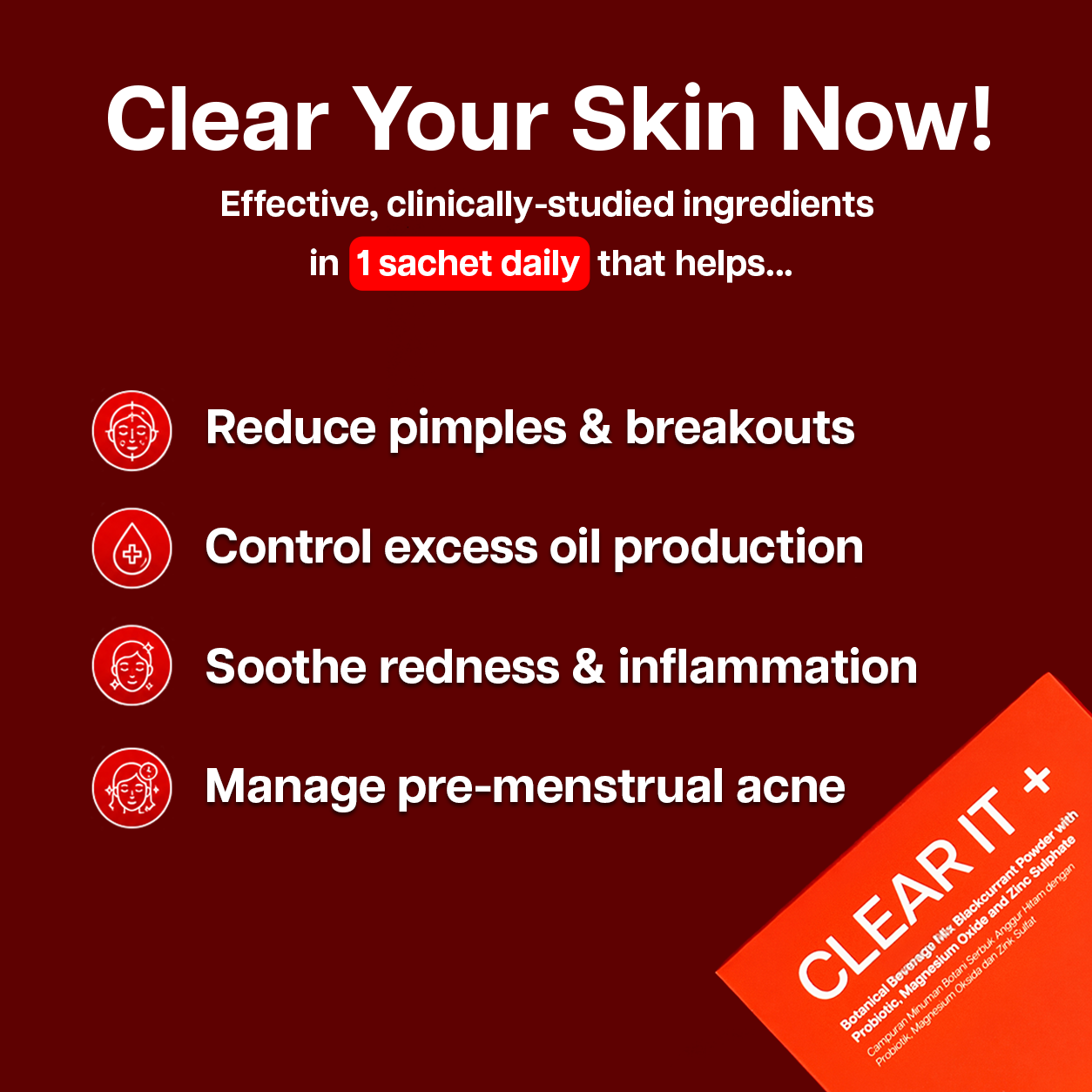 Ventamin Clear It+: Doctor-Formulated Drink Mix for Acne & Breakout Control