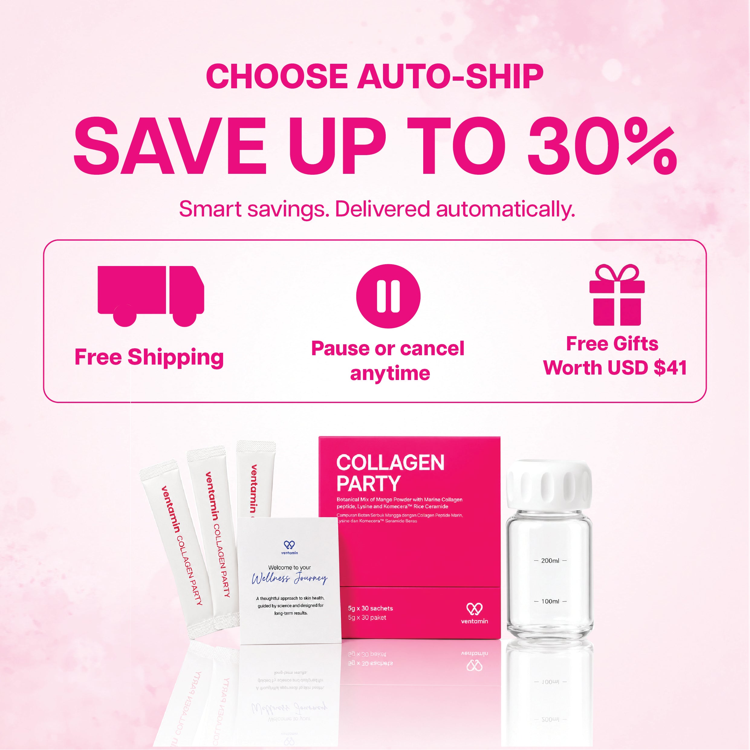 Ventamin Collagen Party: Doctor-Formulated Drink Mix for Firmer, Tighter, Younger Skin