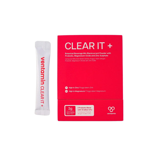 Ventamin Clear It+: Doctor-Formulated Drink Mix for Acne & Breakout Control