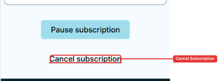 Cancel subscription link highlighted