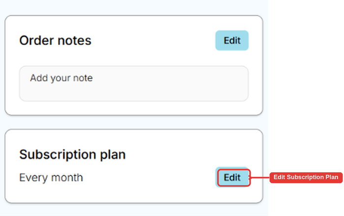 Subscription plan card with the Edit button highlighted